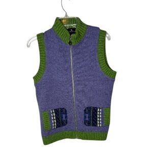 Snowypeak Purple and Green Knit Wool Vest. Size XL.